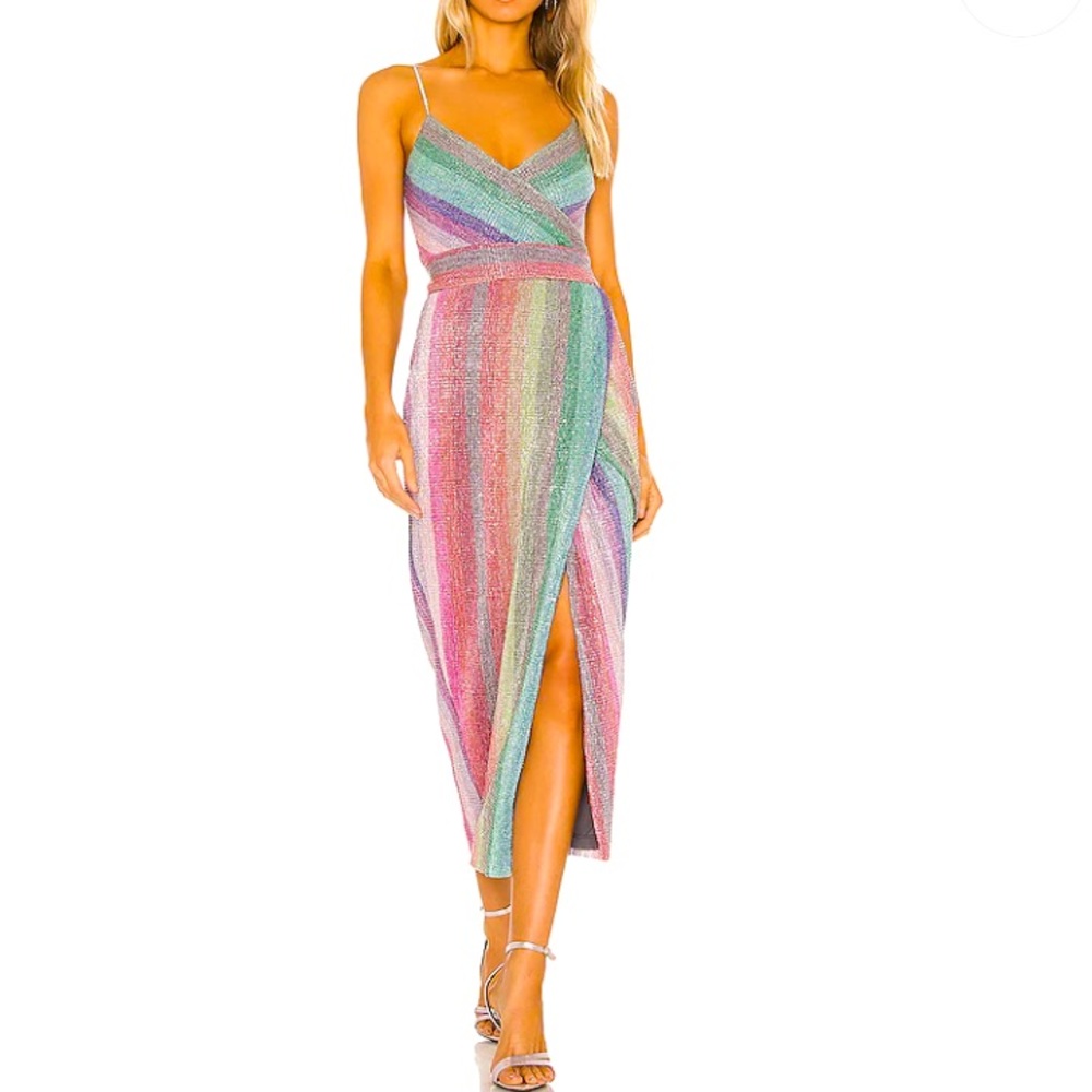 NEVER WORN - SAYLOR MEGHAN MIDI RAINBOW DRESS